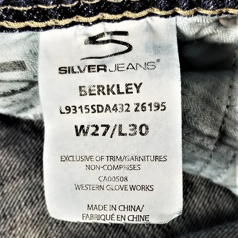 Silver Berkley Straight leg Jeans Dark Wash 27 - Picture 7 of 7